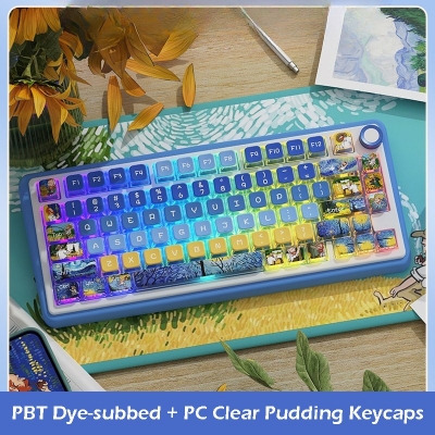 Artists 104+18 Clear PC+PBT Dye-subbed Pudding Jelly Keycaps Set MSA Profile Mechanical Keyboard